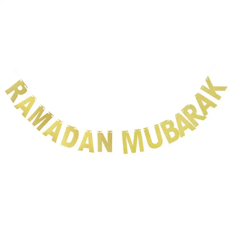 

Eid Mubarak Ramadan Kareem Banners DIY Golden Letters Hangings Banners Suitable For Ramadan Eid Festival Party Decoration
