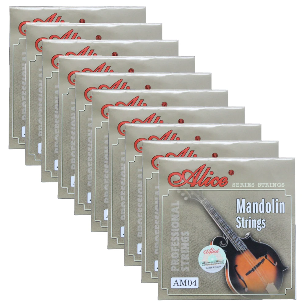 10 Sets Alice AM03/AM04 Mandolin Strings Silver-Plated/Coated Copper Alloy Wound EADG mandolin strings