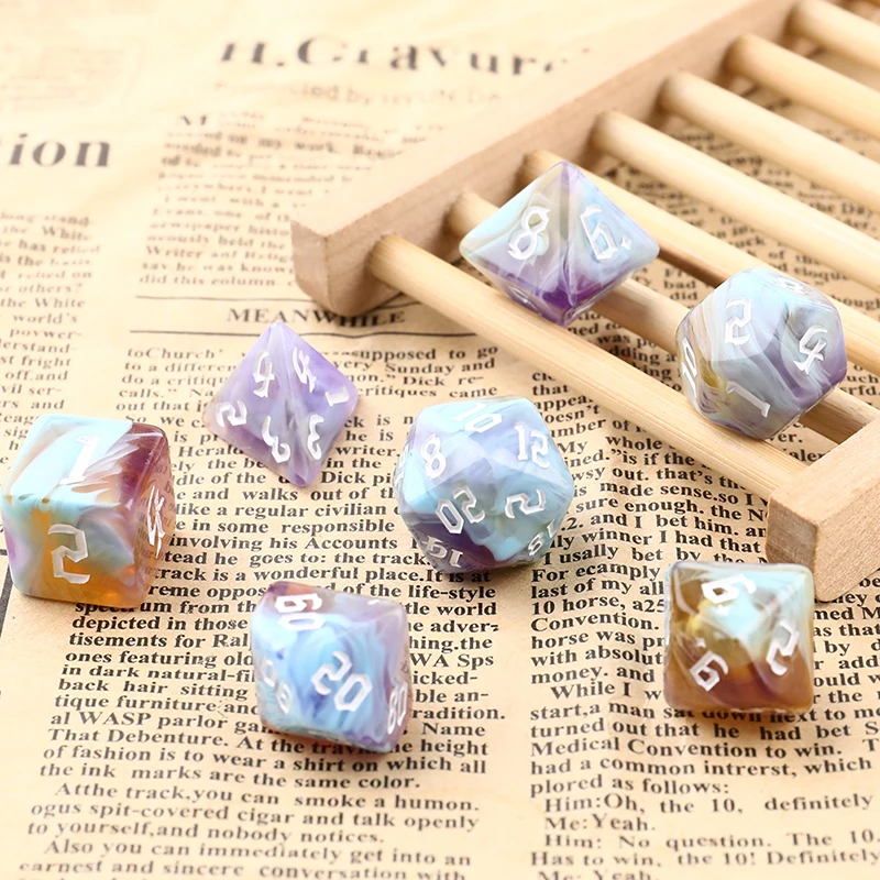 New Polyhedral 7-Dice Two-Tone Swirl-DND Dice Set for RPG/MTG Dice Games 7pcs/set Family Party Board Games