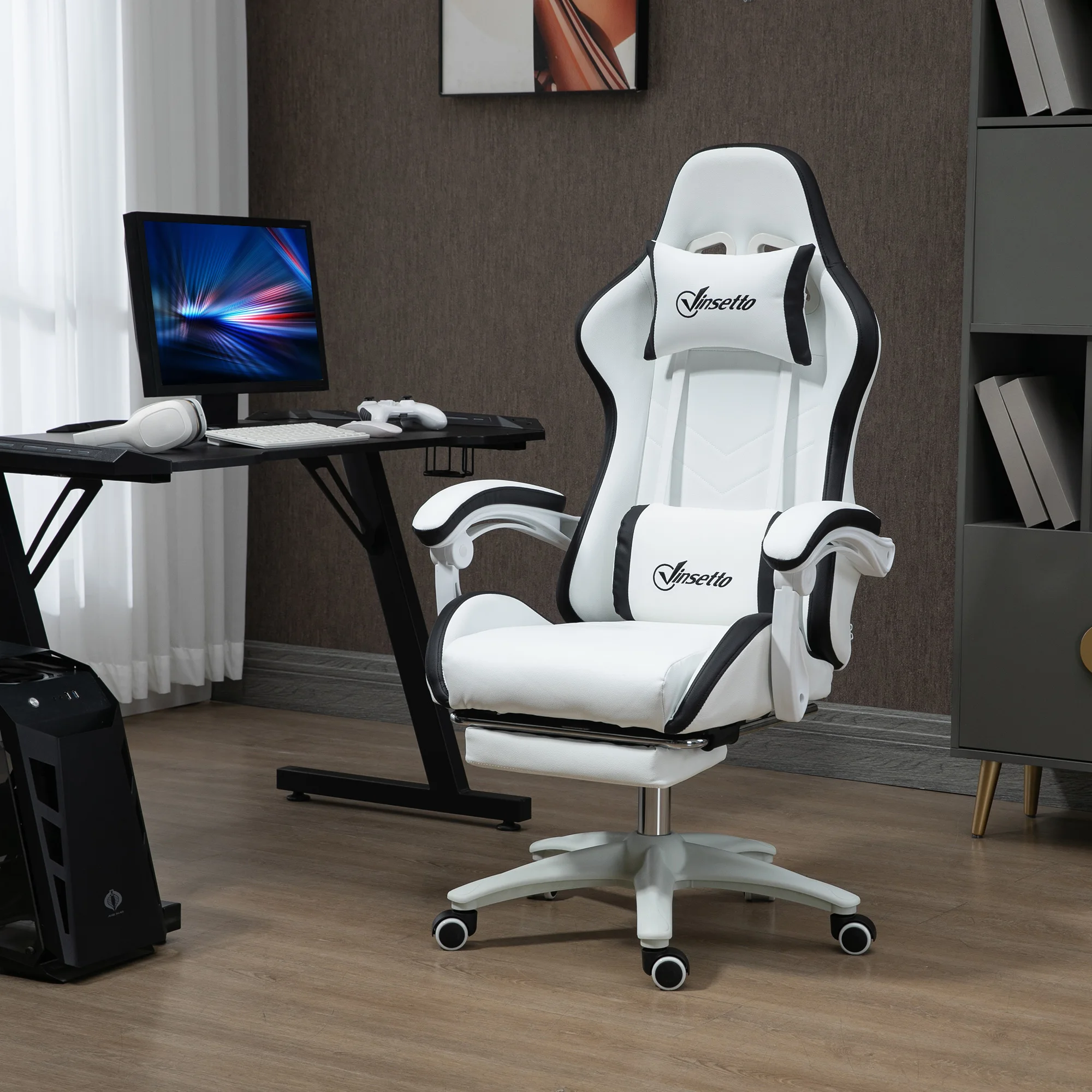 Silla de escritorio gaming racing con respaldo reclinable