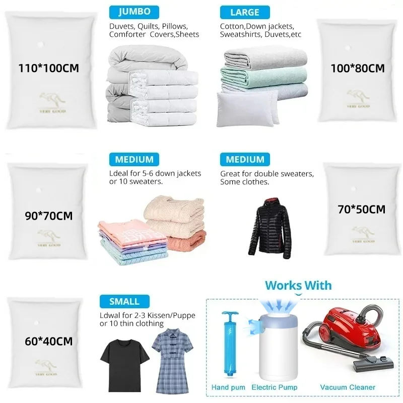 Fabric Vacuum Storage Bags,Wearproof, Punctureproof Save 80% Space, Fit Blankets, Bedding, Clothing - Travel Vacuum Bags 6