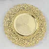 13inch Luxury Hollow Flower Tray Plastic Home Dining Plate Wedding Dessert Cake Tray Western Steak Kitchen Dish Charger 100pcs 6