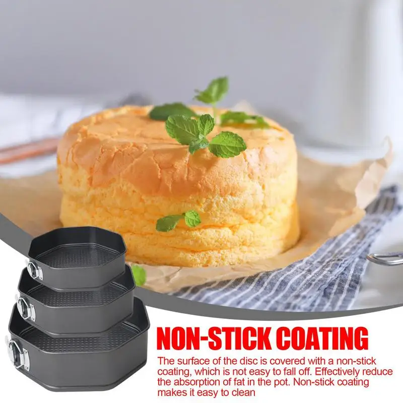 

3 Piece Octagon Springform Pan Kit Carbon Steel Cake Bake Multiusage Pans For Cheesecake Yogurt Cake Mousse Coffee Cake Baking