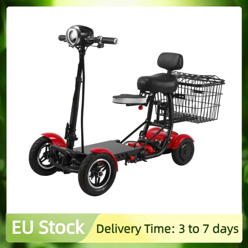10 Inch Folding Adult Parents Child Electric Scooter 2 Seats 500W 36V Family Mobility Scooter 4 Wheels For Elderly With Basket