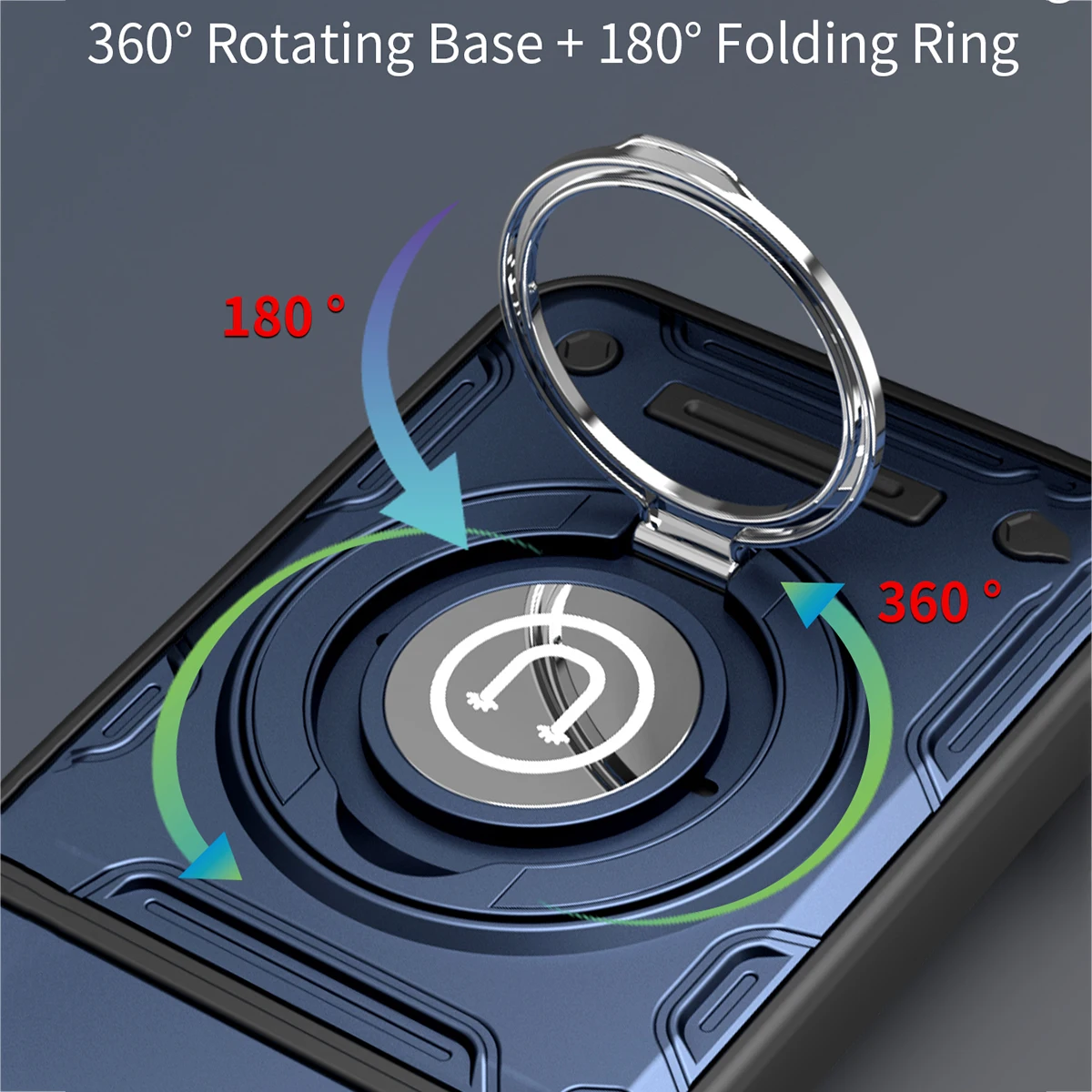 Magnetic Adsorption Armor Metal Ring Case with Incoming Call Flashing Alert