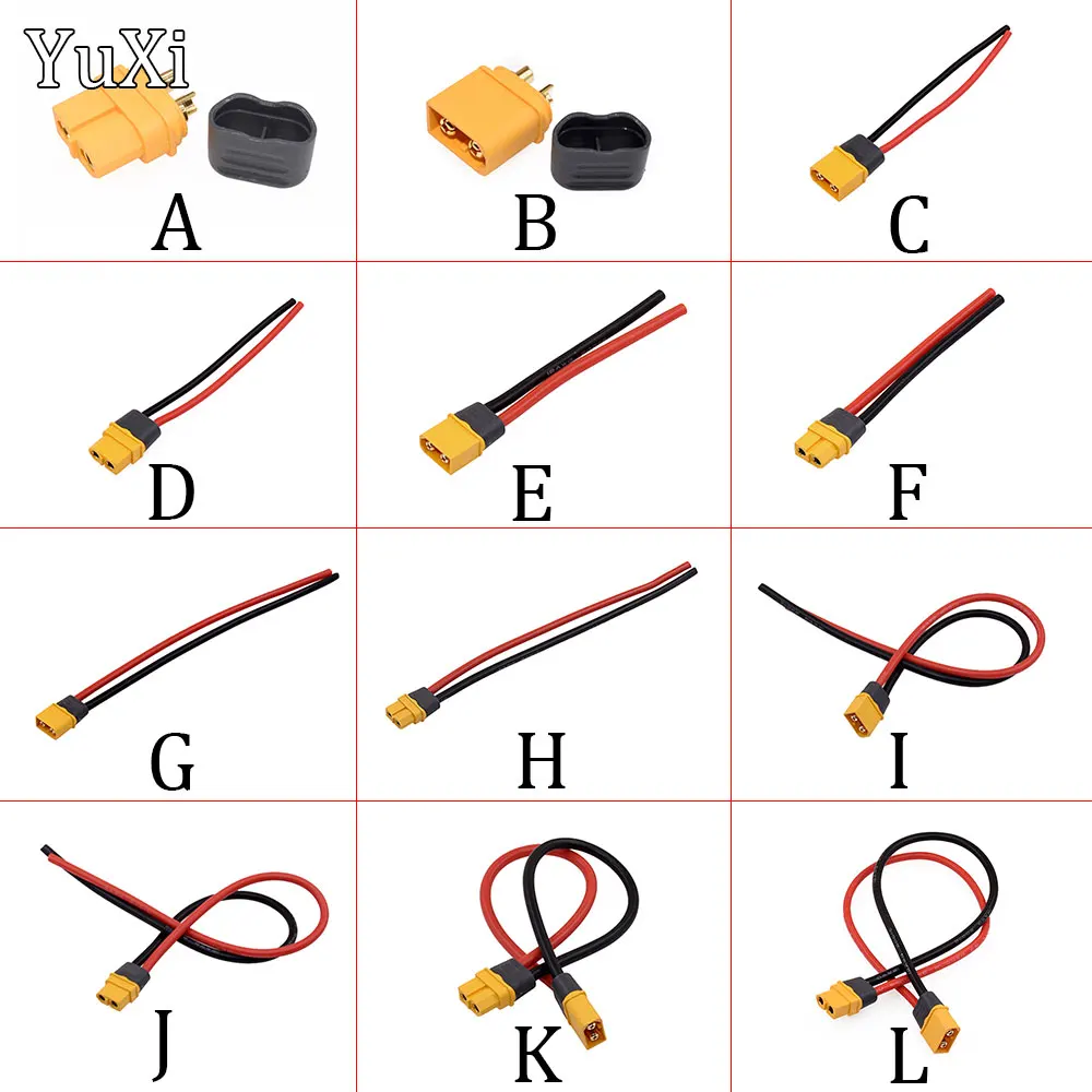 

YUXI 2PCS AMASS XT60H Parallel Battery Connector 16/12AWG Cable Extension DIY Male&Female Battery Cable