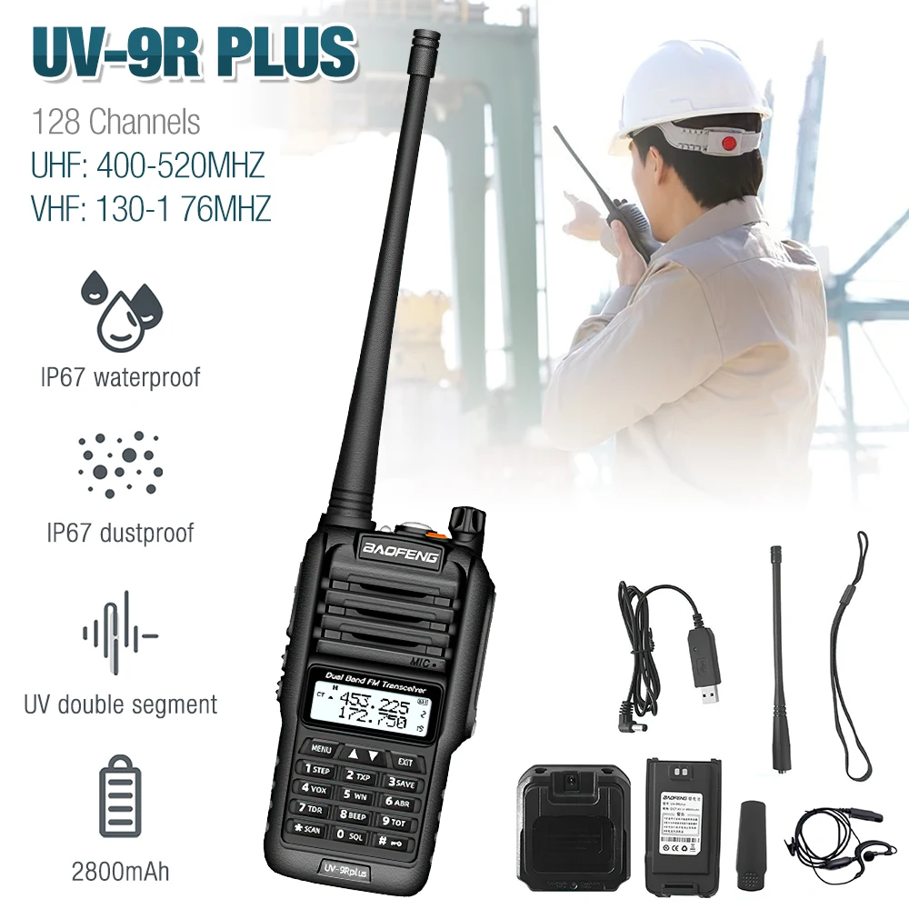 Мощный Ручной приемопередатчик для BAOFENG UV-9R Plus 15 Вт с двухдиапазонной рацией UHF VHF