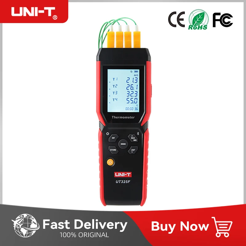 UNI-T UT325F 4채널 디지털 온도계 J/T/E/R/S/N/K 타입 열전대 ..