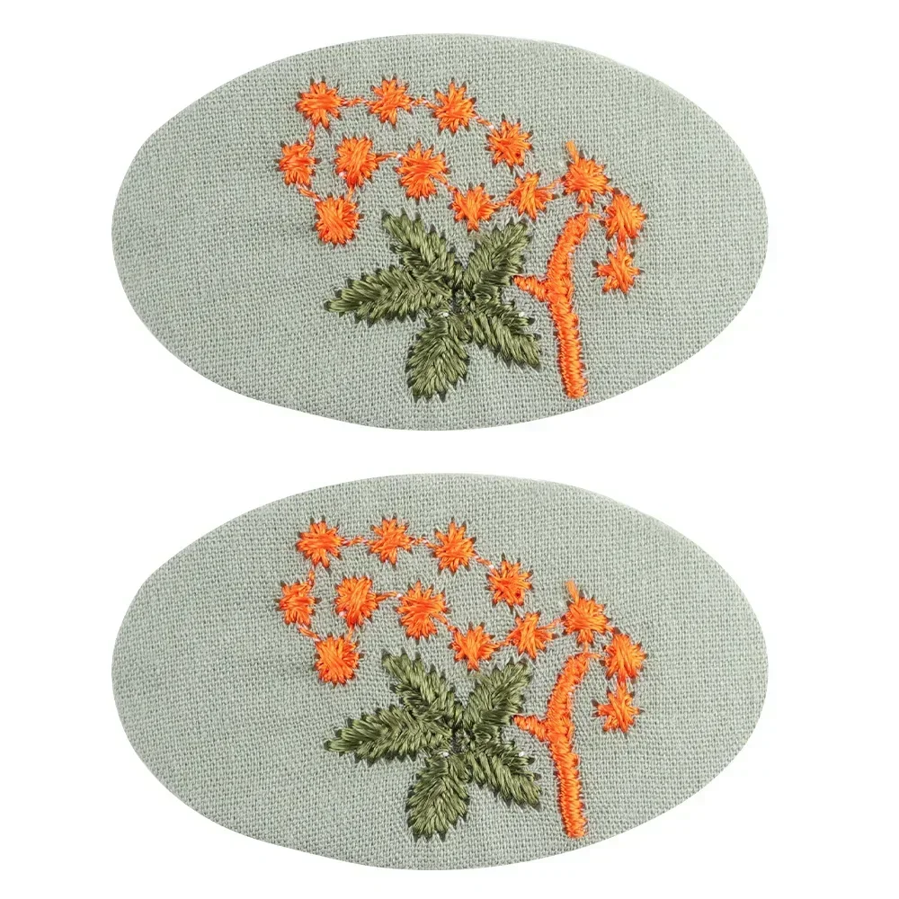 Korea Retro Hair Clips Floral Fabric Oval BB Barrettes Embroidery Flower Hairpin 2Pcs/lot Kids Hair Accessories
