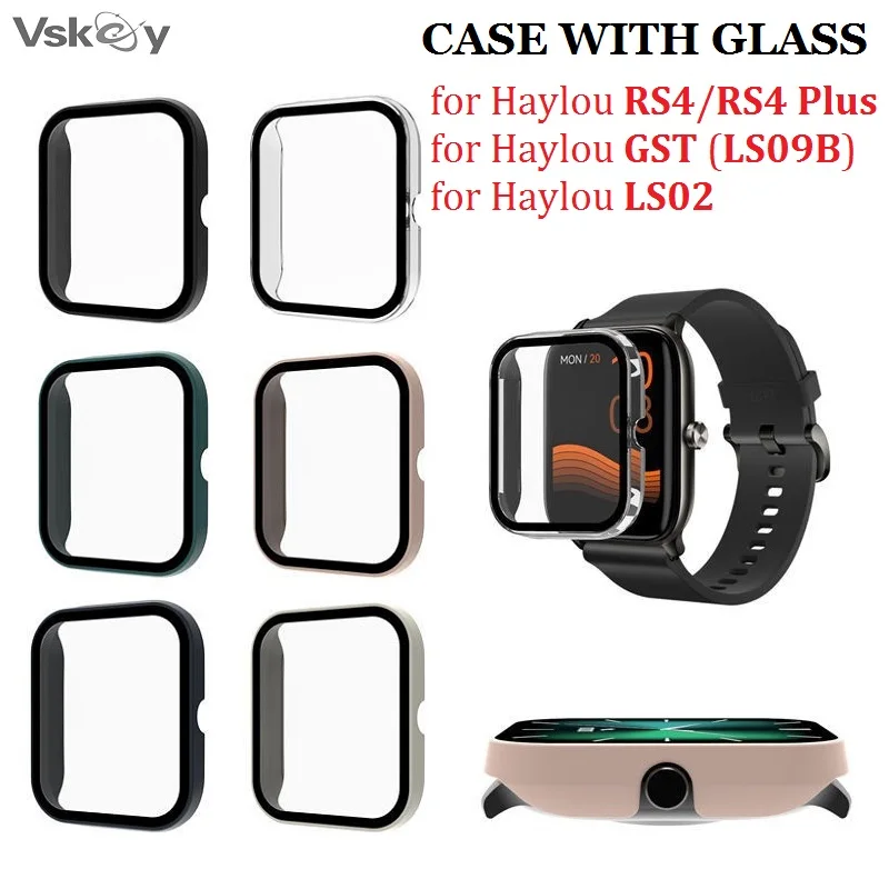 

30PCS Protective Cover for Haylou RS4 Plus GST LS09B LS11 LS02 Smart Watch Hard PC Bumper Tempered Glass Screen Protector Case