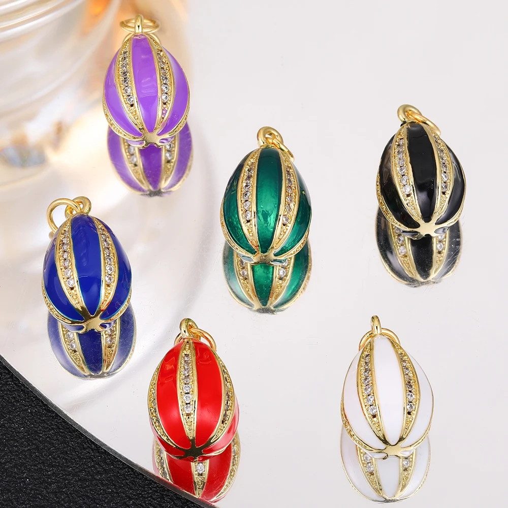 Juya 18K echtes Gold vergoldet Handwerk Emaille Bullet Lattice Oval Charms für DIY Frauen Luxus Ohrringe Halskette Armbänder Herstellung – Detail 4
