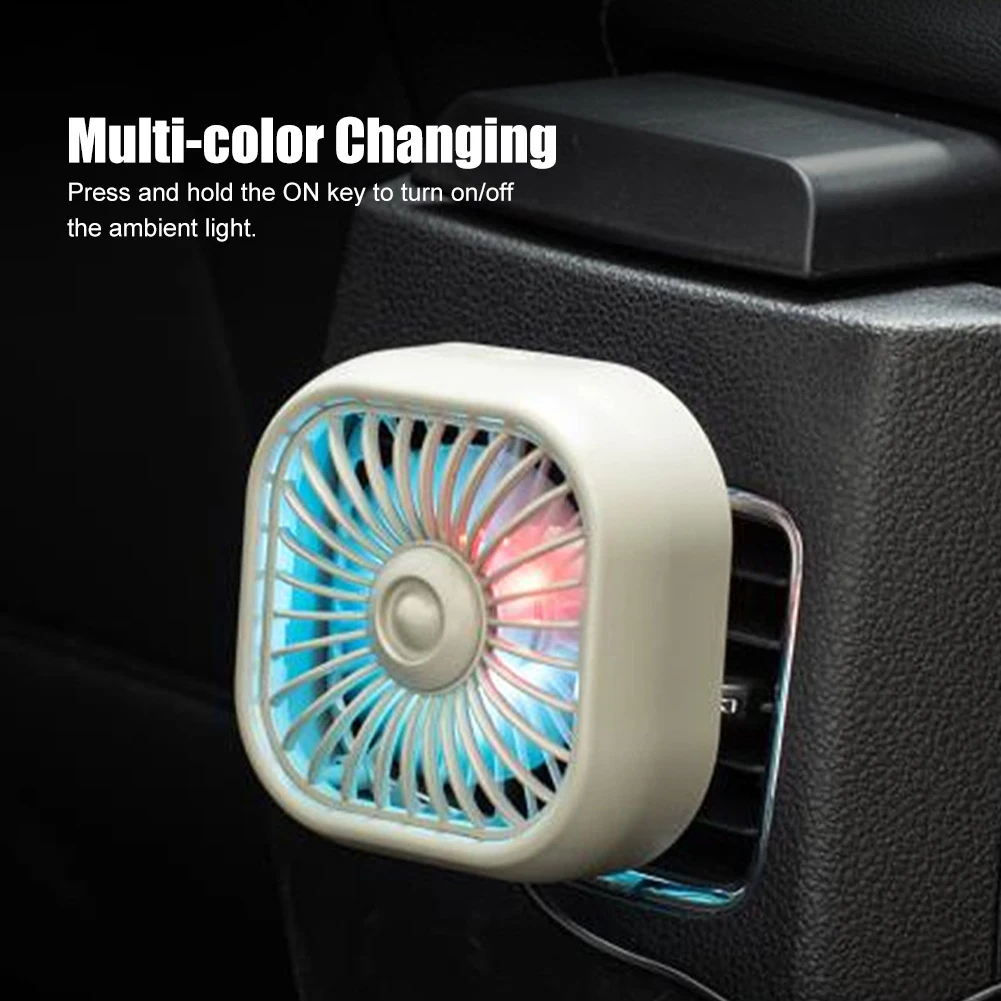 New Car Air Outlet Fan Usb Creative Dazzle Little Fan Car Light Small Auto Cooling for Rear Seat of Automobile Accessories