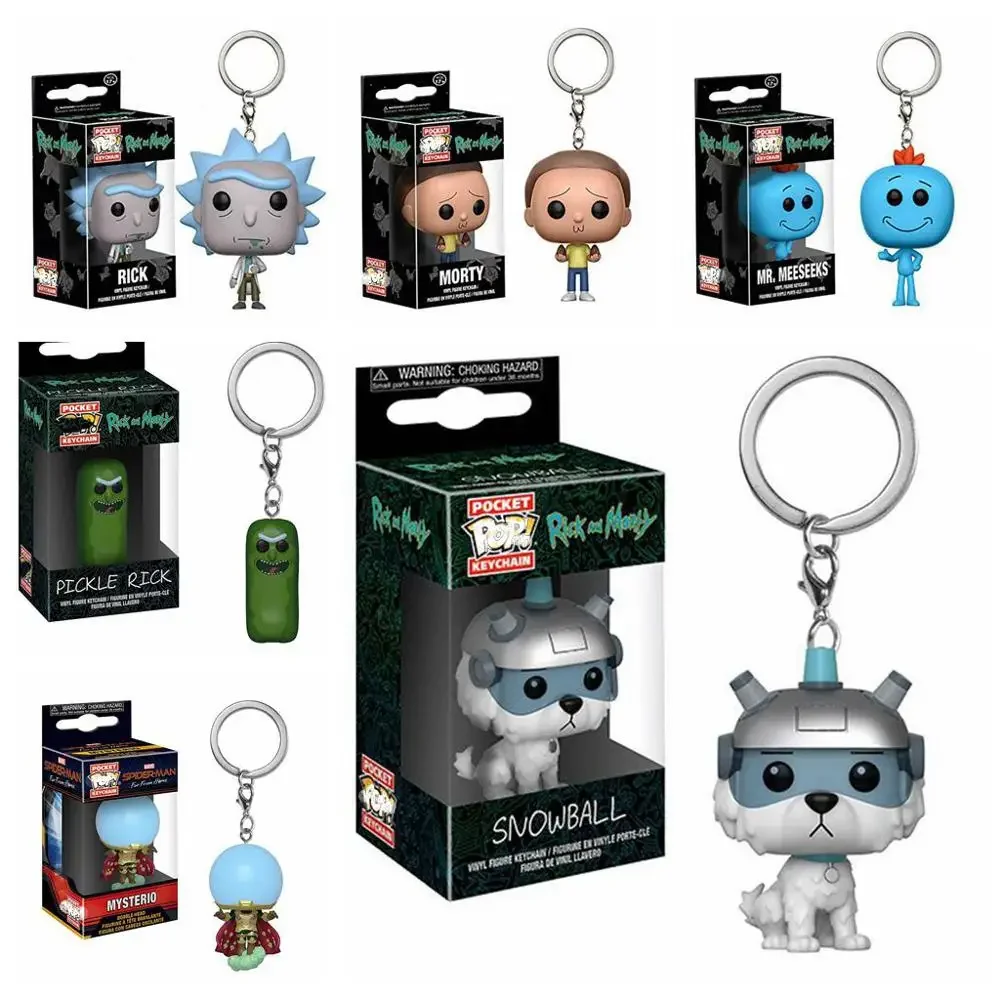 Funko Pocket Rick Figures Toys Snowball Morty Rick Morty Pickle Rick Mysterio Dolls Portachiavi Portachiavi Action Figure Toy