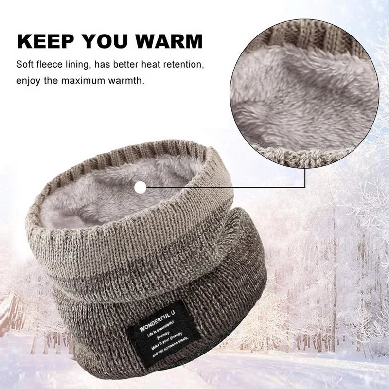 New Winter Plush Woolen Knitting Neck Cover Fashion Solid Color Men Women Cold-proof Scarf Outdoor Warm Cycling Neckerchief Fleece Neck Cover