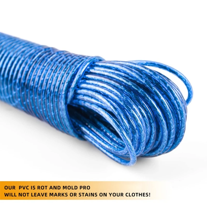 Clothing Drying Rope Steel Core 20M Drying Laundry Clothes Lines Thick Strong Indoor Outdoors Garden Travel Supplies