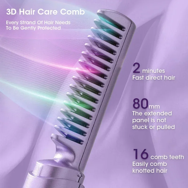 Hair Straightener Brush Hair Straightener Comb Hair Straightener Portable Straight Hair Comb Intelligent Constant Temperature Hair Care USB Mini Curling Iron Negative Ion Straight Comb