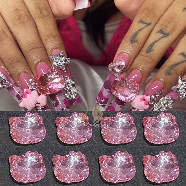 Luxury Pink Gun Nail Charms Kawaii Bunny Glitter Rhinestones Crystal Diy  Jewelry Manicure 3d Nail Art Decoration Accessories - Rhinestones &  Decorations - AliExpress