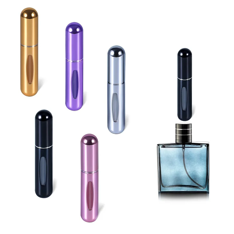 

5ML Perfume Sub-bottling Travel Portable Mini Refillable Bottle Cosmetic Container Spray Pump Bottle 5-piece Combination Set