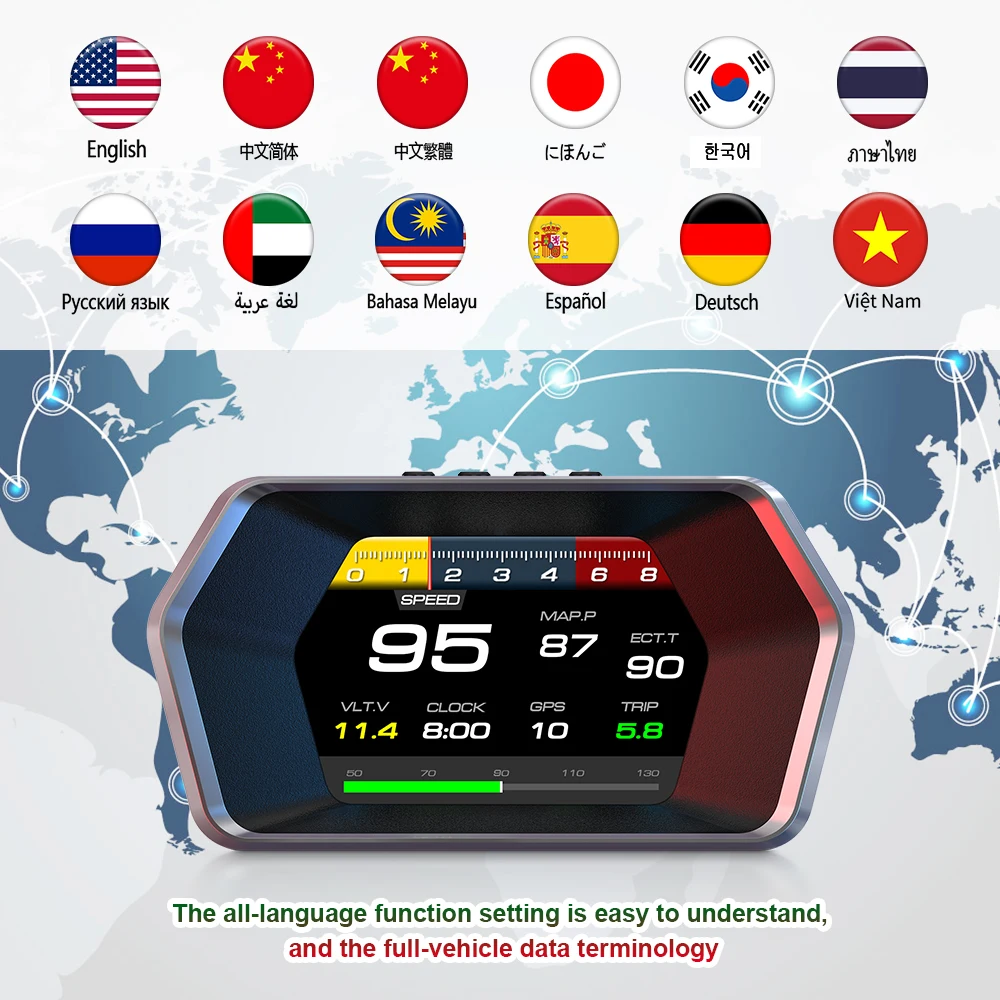 ڵ  ÷ HUD OBD + GPS Ʈ ڵ,    µ ͺ RPM ,   Ÿ  溸, ڵ 跮