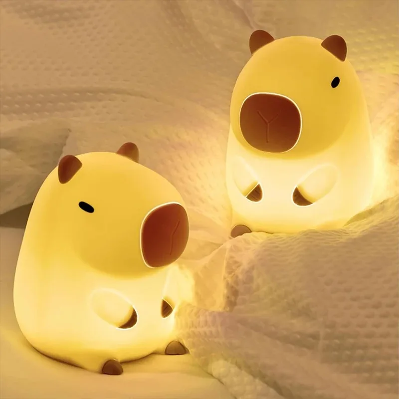 Cute Pet Capybara Night Light Cute Cartoon Silicone Creative Bedside Sleep Night Lamp For Children's Room Decor Birthday gift 1