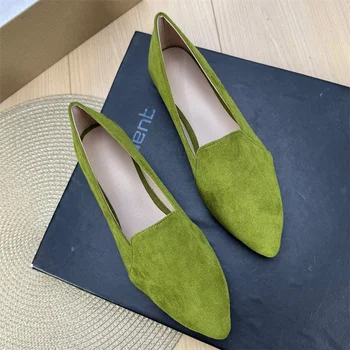 2025Spring New Fashionable Pointed French Shallow Mouth Flat Shoes Versatile Casual Large Size Casual Four Seasons Women's Shoes 1