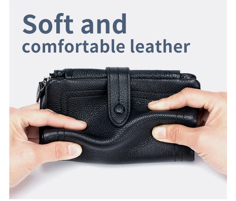 Kurze Karten halter Damen Brieftasche Echt leder Geldbörse weiche echte Rindsleder Brieftasche Frau – Detail 14