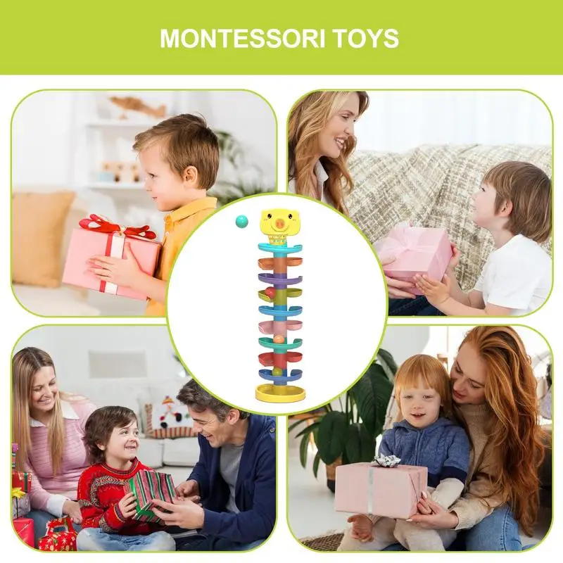 Ball Tower Rolling Ball Pile Tower Early Educational Toy For Babies Rotating Track Toy for Toddler Stacking For Kids Gifts