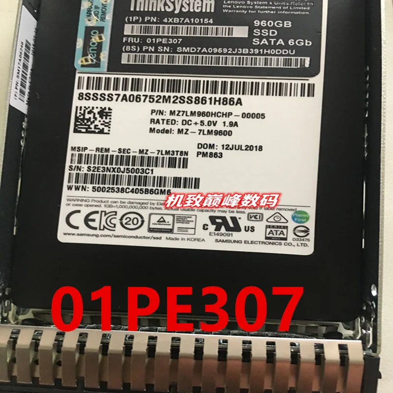 레노버 SR550 SR650 960GB 2.5 인치 SATA SSD 4XB7A10154 01PE307 용 오리지널 새 솔리드 스테이트 드라이브
