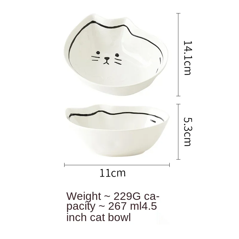 thumbnail image 1 of Platos de cerámica de estilo japonés novedosos con forma de lágrima, vajilla de frutas, diseño creativo, bonito dibujo animado de gato de la suerte con patrón de pez, 1 of 5