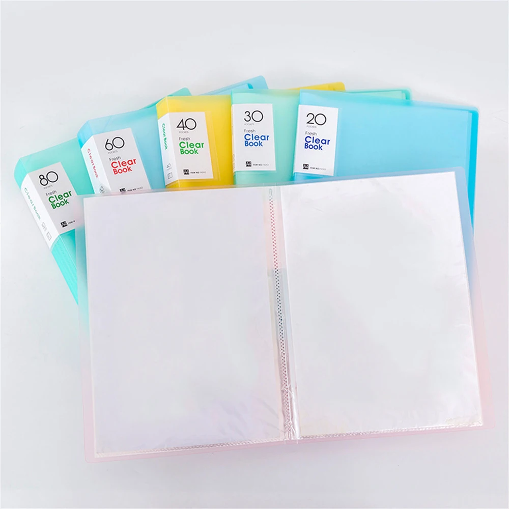 A4 Optional Data Storage Book Student Data Sheet Music Test Paper Storage Folder 20/30/40/60/80/100 Pages School Office Supplies file folders