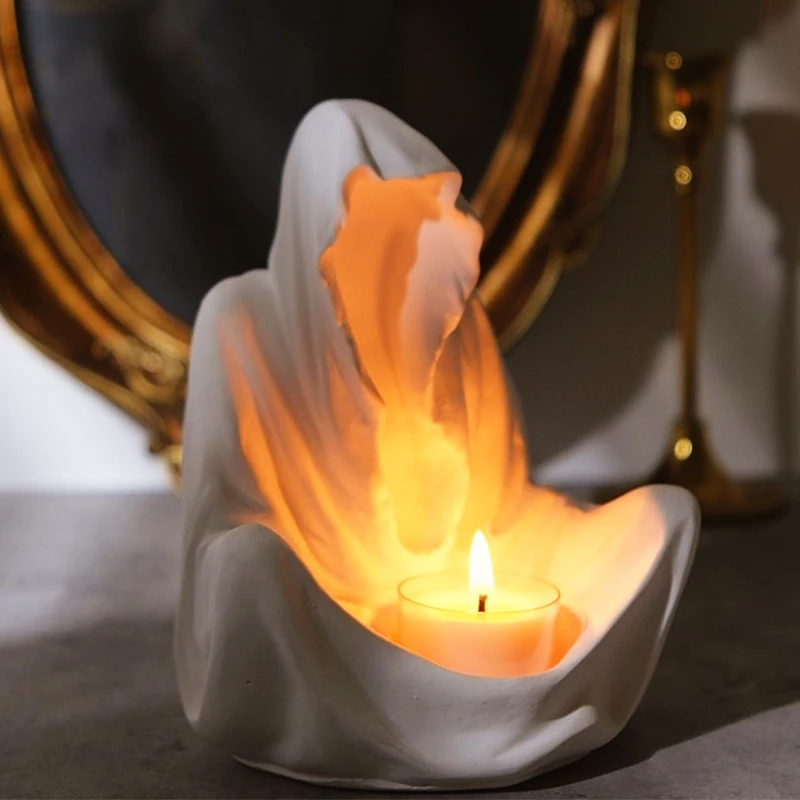 

Фантастический волшебник, ароматизированный подсвечник, искусство, штукатурка, форма «сделай сам», молитвенный волшебник, подсвечник, искусство