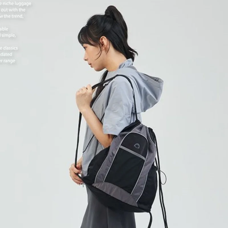 Casual Outdoor Contrast Color Drawstring Gym Hiking Bag Backpack Schoolbag Handbag Student Leisure Travel Backpack