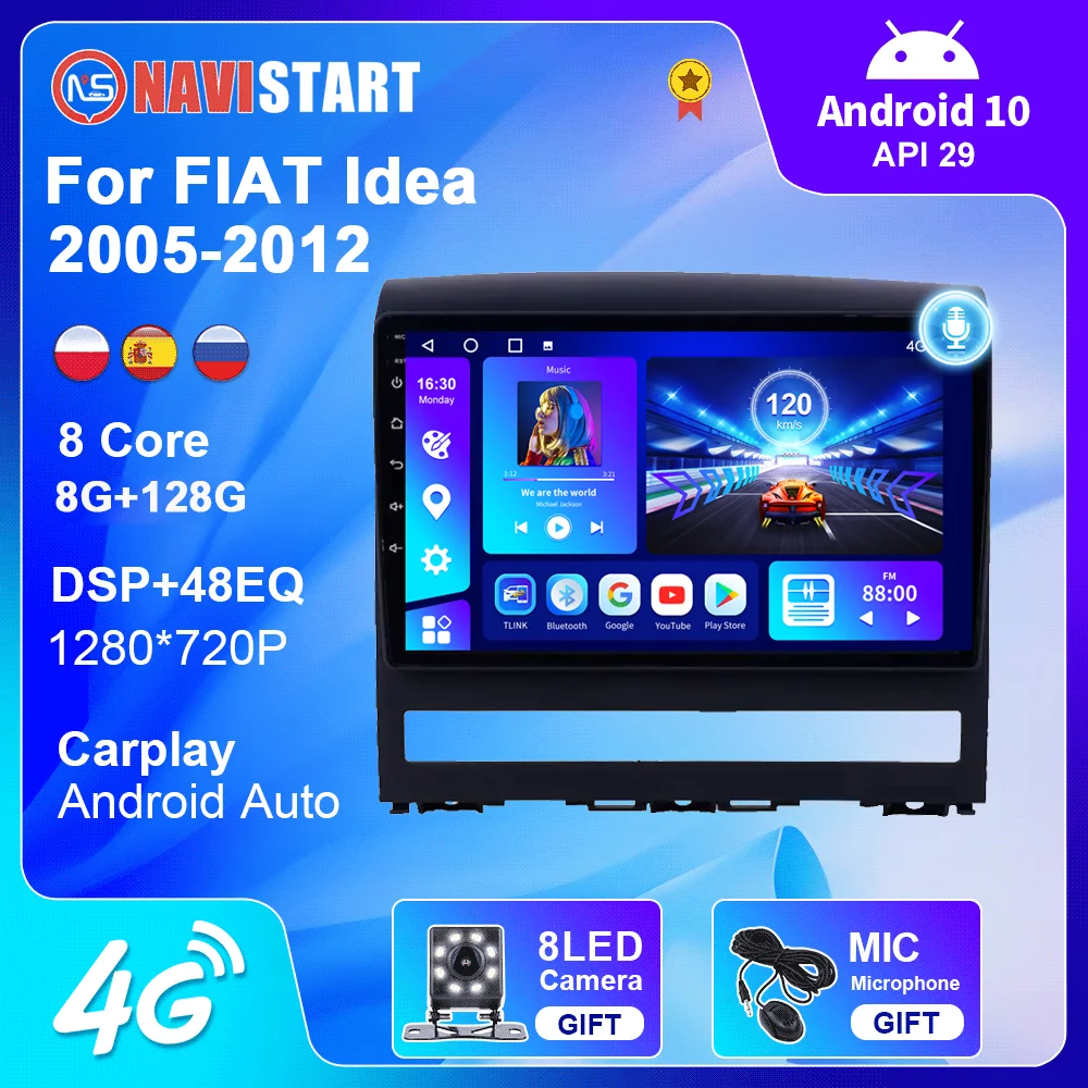 Navistart Autoradio Android 10 Per Fiat Idea 2005-2012 Per Strada 2006-2012 Per Zotye Z200 2011-2014 Lettore Dvd Di Navigazione Gps