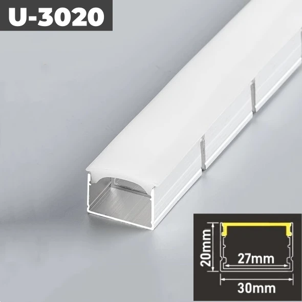 LED Aluminium Profile U-Form 6x1m - Für 12mm LED Streifen Mit Diffusor