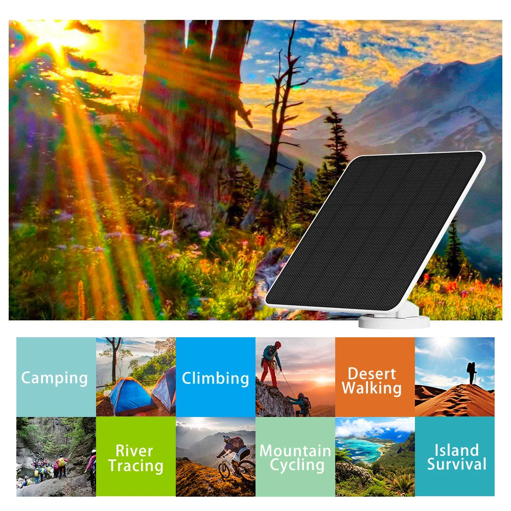 3W 6W 5V Solar Panel Micro Type-C Outdoor Solar Cells Charger Solar Panels for Security IP Camera/Small Home Light System 5