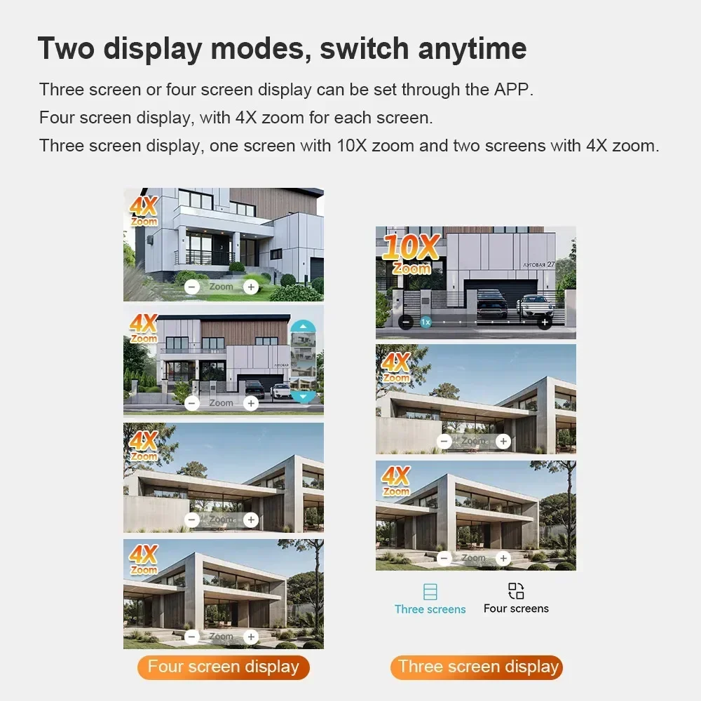 LS VISION 20MP 10X Zoom Four Screens WiFi IP Camera Wireless Outdoor 10K Four Lens PTZ Human Auto Tracking Surveillance Cameras 4
