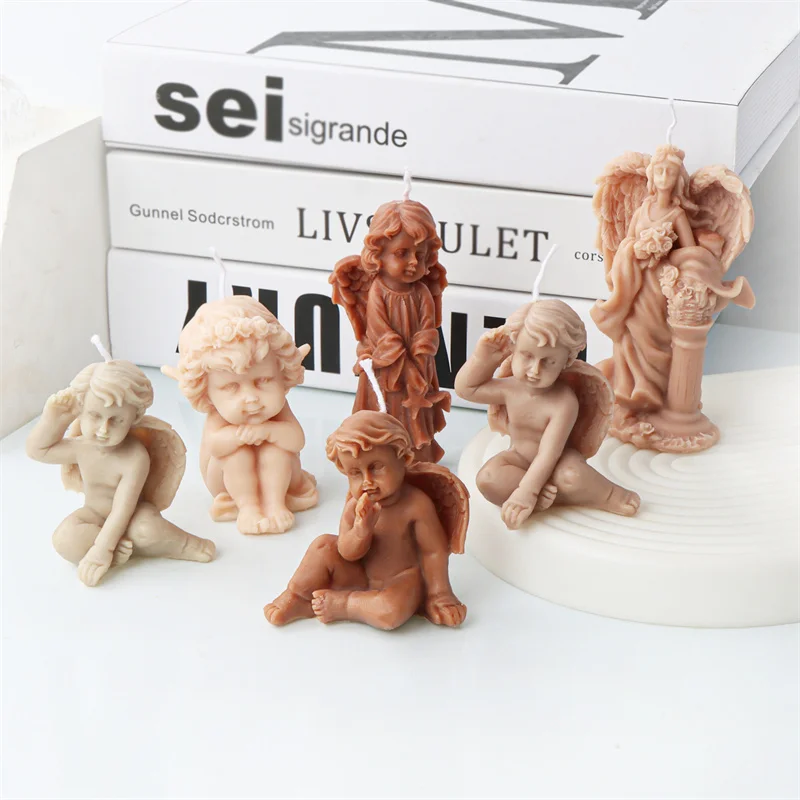 

Cute Angel Scented Candle Silicone Mould For Cake Chocolate Ornament Mold Angel Winged Handmade Soap Candle Making Resin Molds