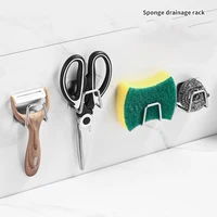 Kitchen Stainless Steel Sink Sponges Holder Self Adhesive Drain Drying Rack Kitchen Wall Hooks Accessories Storage Organizer 3