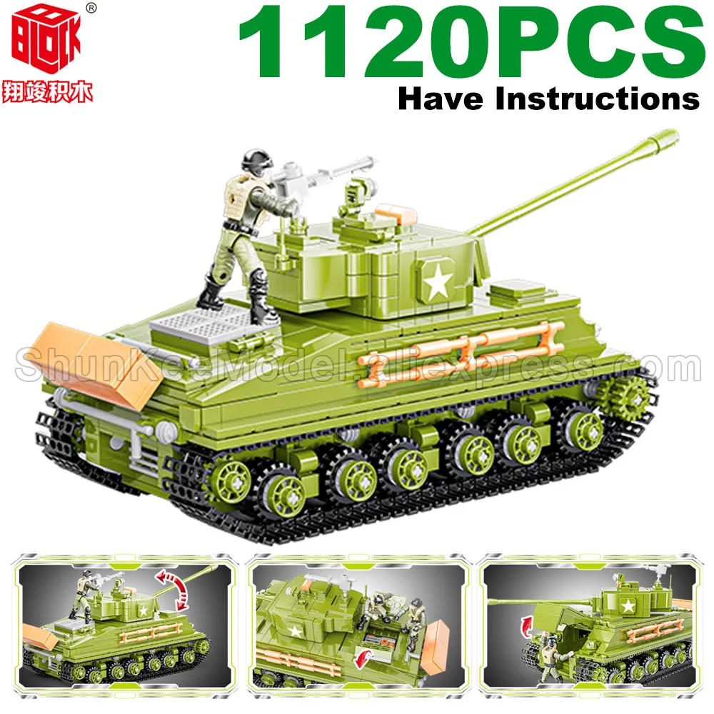 

MOC WW2 Military Stryker Vehicle M26 M4 SHERMAN Tank Halftrack Car Truck Model Building Blocks Army Action Figures
