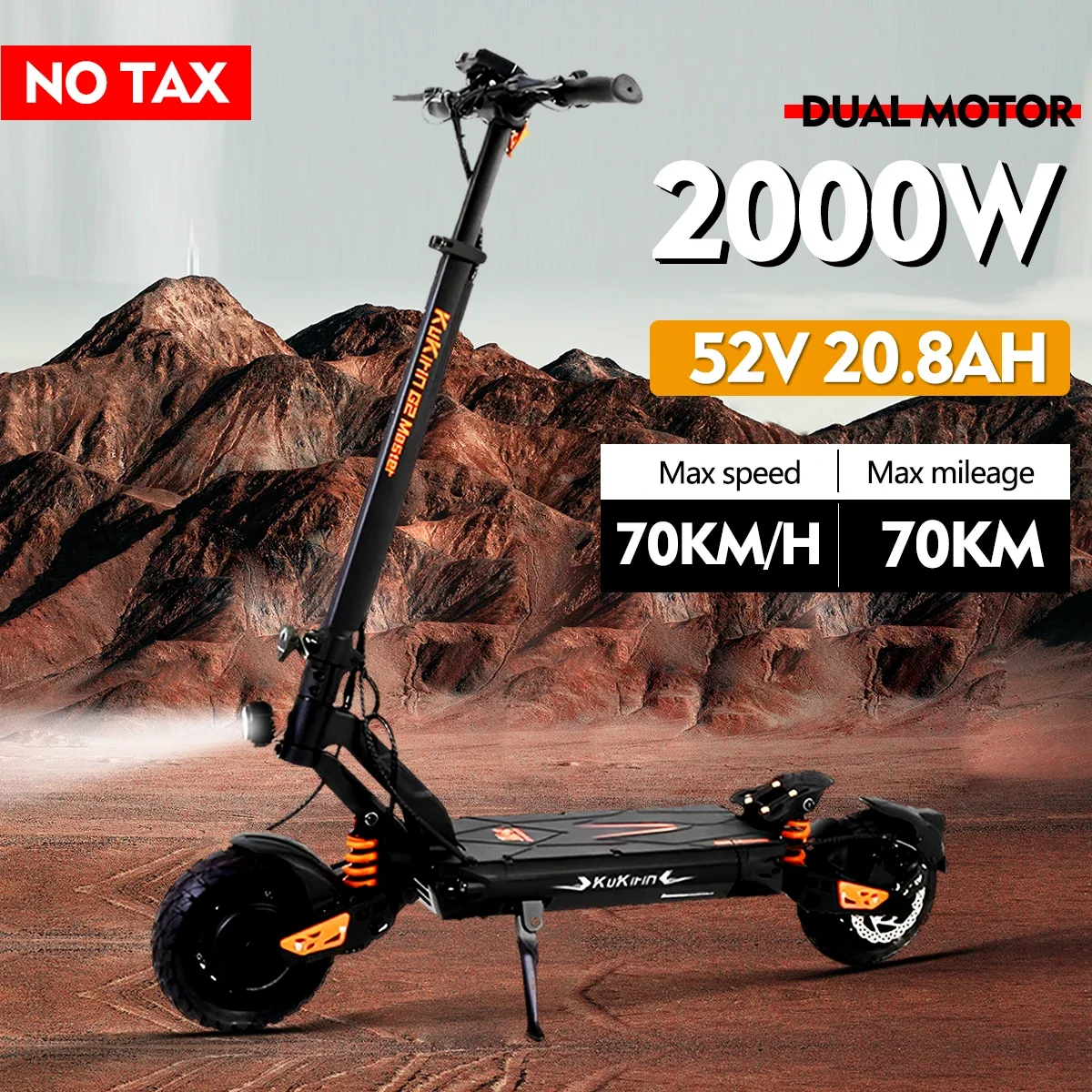 52V-20.8AH Kukirin G2 Maste Adult Electric Scooter Dual 2000w Powerful Motor 70km/H Max Speed Fast Electric Scooters