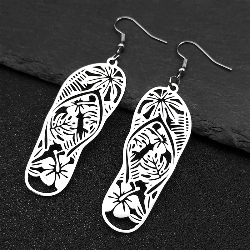 Böhmen Blume Hausschuhe Ohrringe Frauen Männer Strand Blatt Edelstahl Gold Silber Farbe Männliche Tropfen Ohrringe Schmuck Geschenke