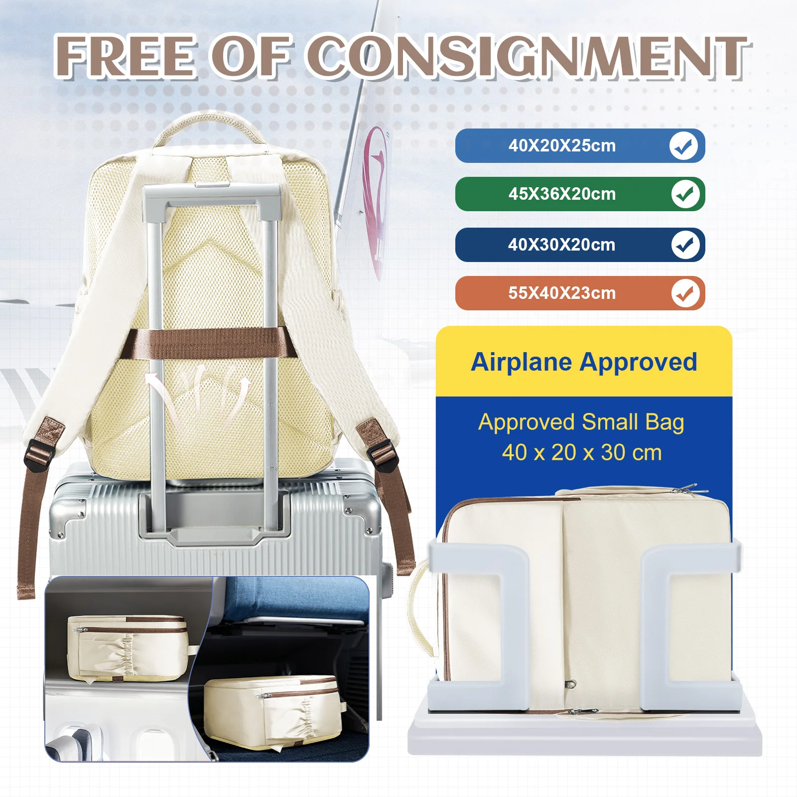 Ryanair 40x30x20 Travel Backpack, Easyjet Wizzair Cabin Airplane Travel Bag, Unisex Computer Bag for Women Men, College Backpack