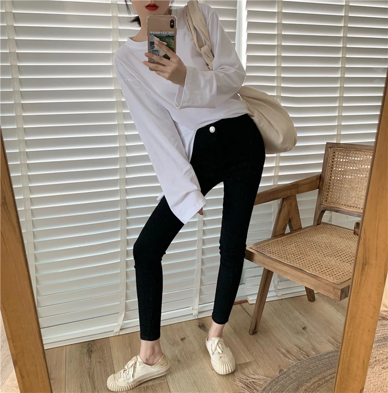 purple brand jeans Skinny Jeans Women Autumn/Winter Slim Fashion High Waist Straight Leg Pencil Pants Chic Bottom Regular Stretch Foot Trousers blue jeans