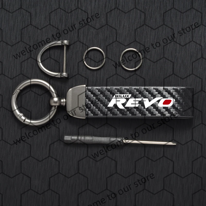 Premium Carbon Fiber Textured Leather Keychain with Horseshoe Buckle