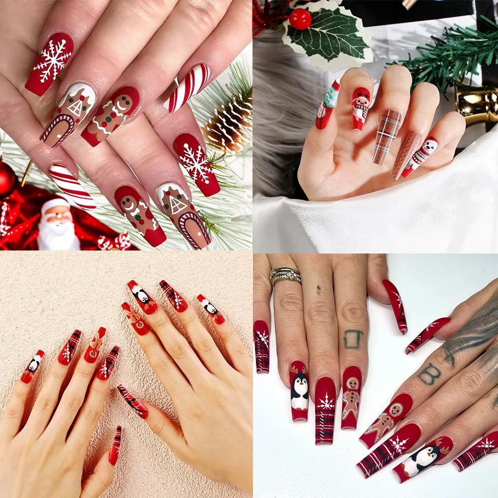 

Накладные ногти в стиле рождественской балерины, Модные накладные ногти с полным покрытием, накладные ногти, инструмент для маникюра, накладные ногти для девушек
