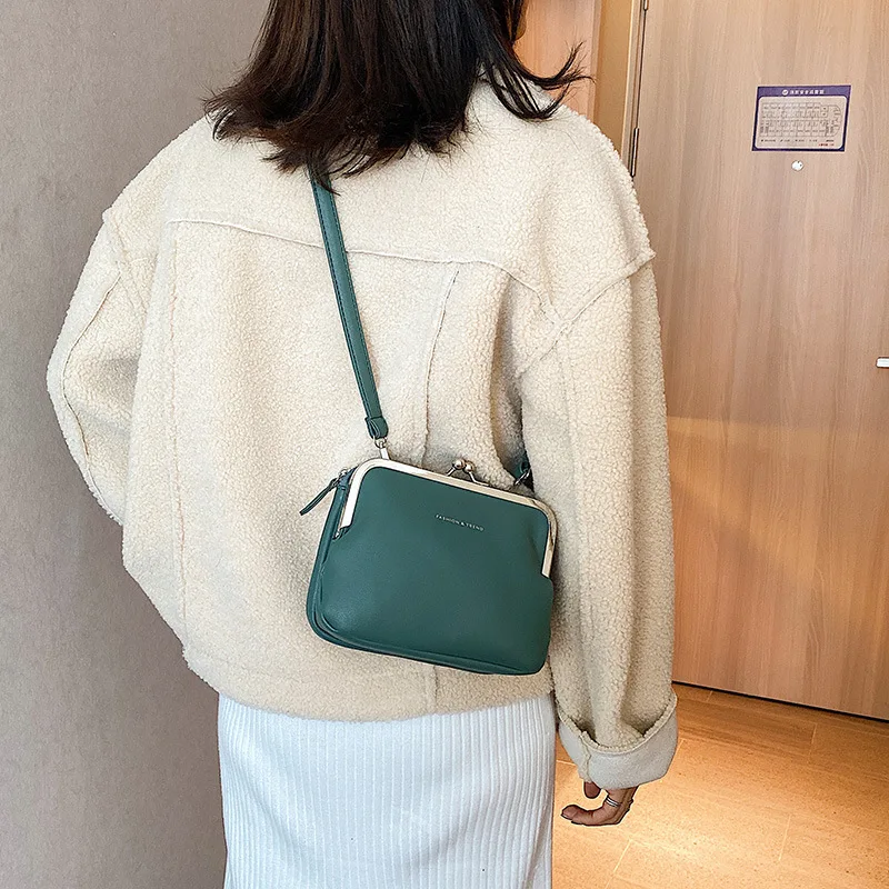 Bag Casual Clip Simple Women Messenger PU Leather Lady Shoulder Crossbody Kiss Lock Bags Party Evening Clutch Purse crossbody bag women shoulder bag women messenger bag