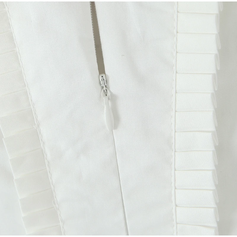 Damen Neckholder-Minikleid mit Knopfleiste, Taschen und Plissee-Saum, Figurbetonte Kleider 2026, Frühling Sommer Strand Urlaub Vestidos – Detail 10