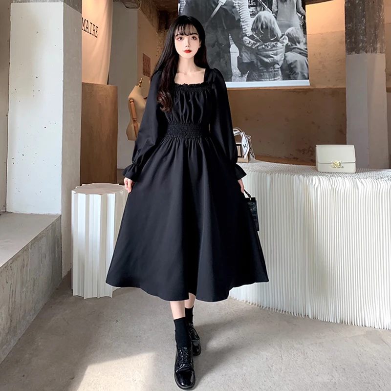 Black Folds Retro Long Maxi Dress