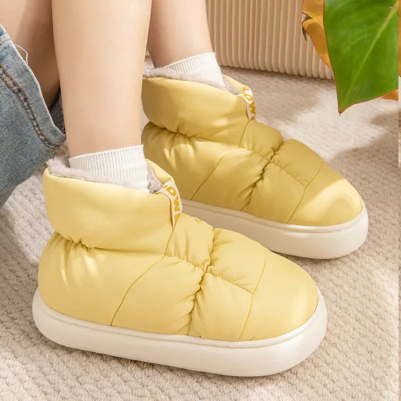 Mix Color Down Waterproof Snow Boots Women Thicken Plush Keep Warm Cotton Shoes Woman 2023 Winter Slip-On Platform Ankle Boots