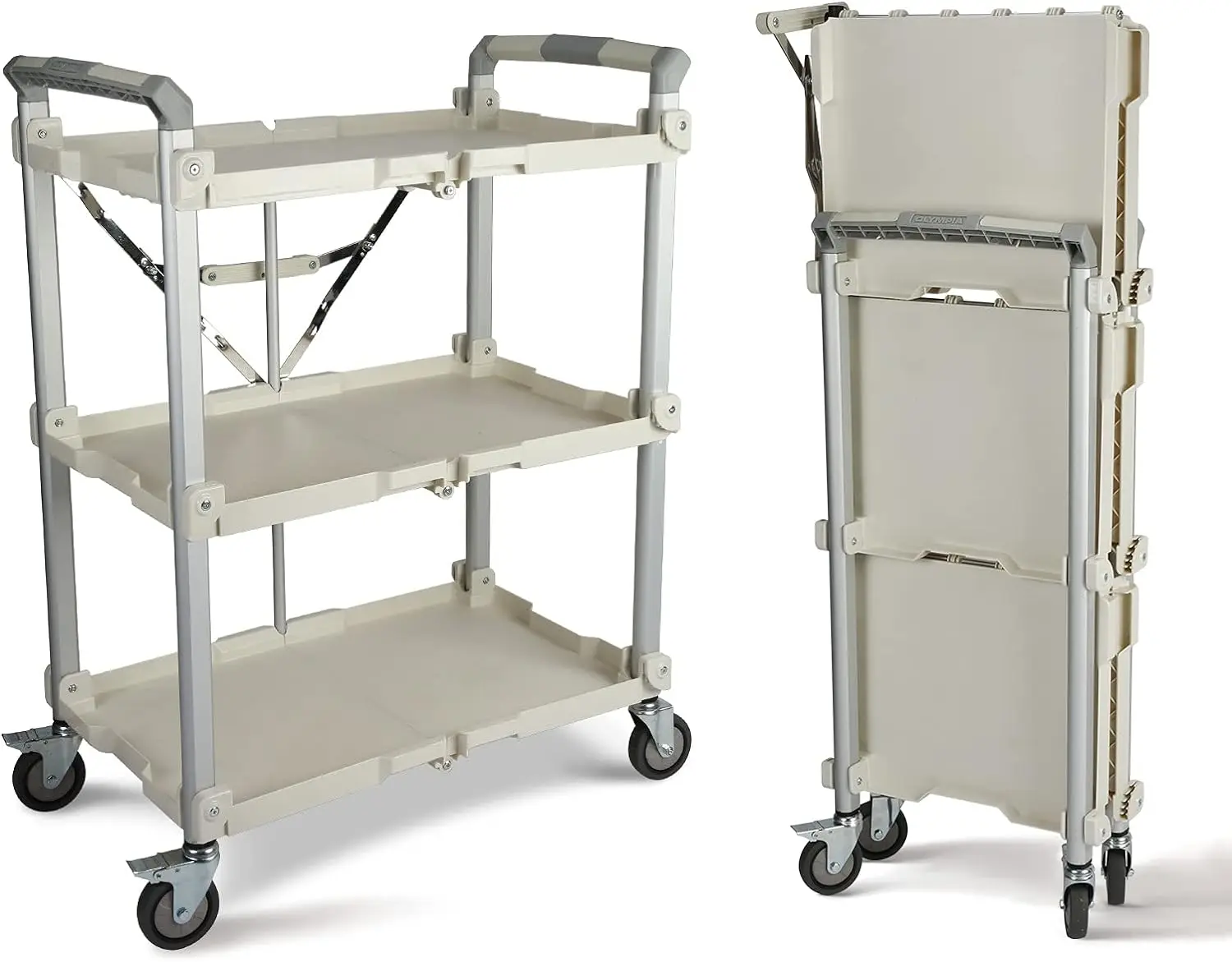 

Olympia Tools 89-355 Pack N Roll Collapsible Service Cart, XL, 300LB Capacity, 3-Tiered, Gray